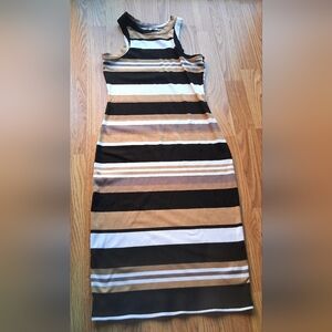 Juniors  Dress By No Boindaries, Sz S (3-5) blsck Tan, White Stripe